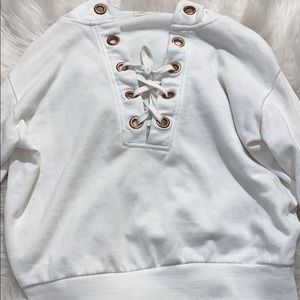 White tie up hoodie